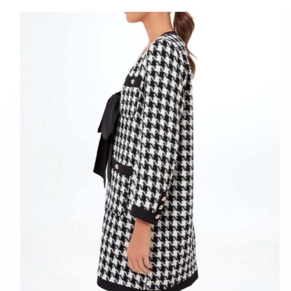 Pomander Place Black White Tweed Bow Mini Dress 2X | NWT Chic Classic - Picture 13 of 14